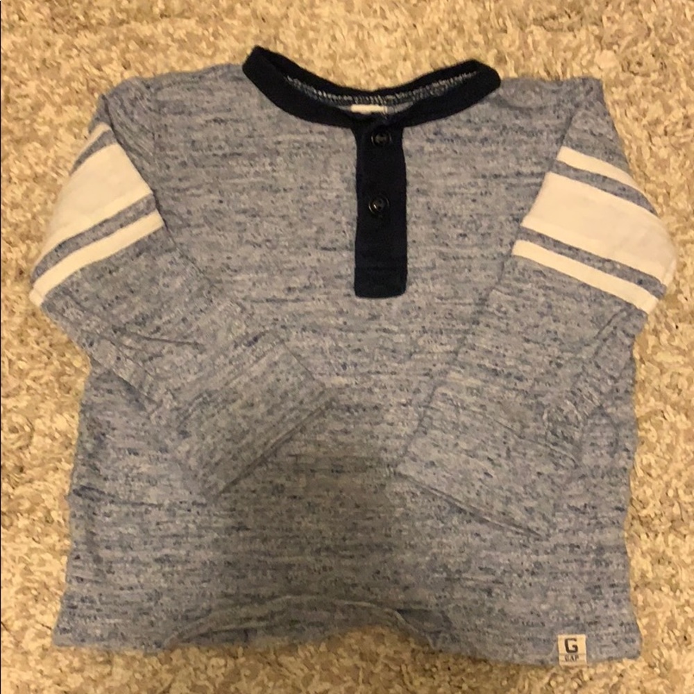 GAP Long Sleeve Tee with Button Front Detail